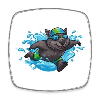 Anime Otter Nageur avec des lunettes de natation - Magnet carré - blanc - Devant