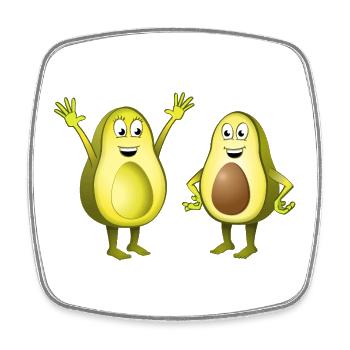 Image of two cheerful avocados - Square fridge magnet - white - Front