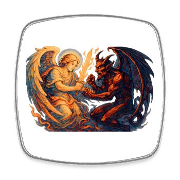 Celestial Archangel vs Infernal Beast - Square fridge magnet - white - Front