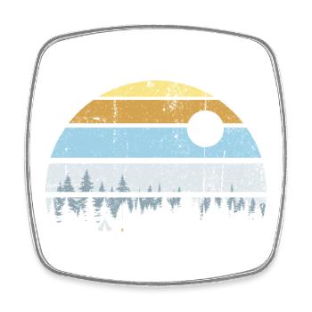 Scène de coucher de soleil dans la forêt sereine - Magnet carré - blanc - Devant