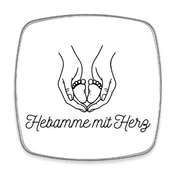 Hebamme mit Herz - personalisierbares Design - Viereckiger Kühlschrankmagnet - Weiß - Vorne
