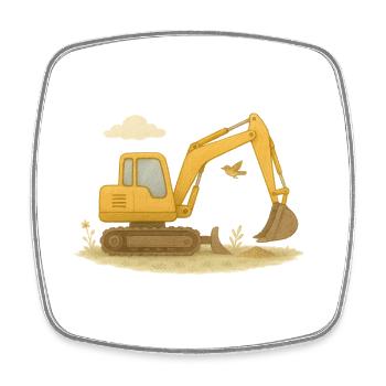 Bunter Bagger im Aquarell-Stil - Viereckiger Kühlschrankmagnet - Weiß - Vorne