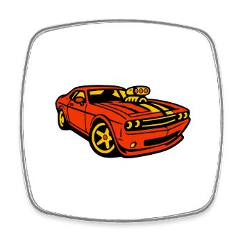 Muscle Car - Viereckiger Kühlschrankmagnet - Weiß - Vorne