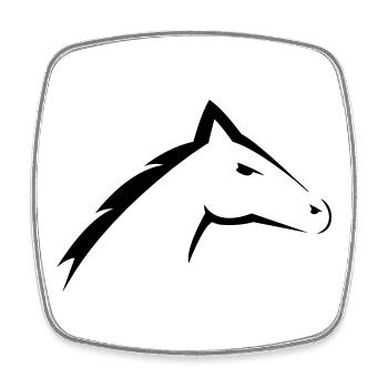 Tête de cheval | Conception de silhouette de tête de cheval - Magnet carré - blanc - Devant