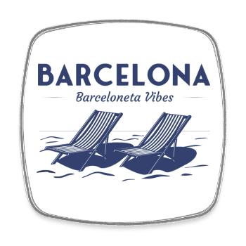 Barcelona Barceloneta Strandstühle Summer Vibes - Viereckiger Kühlschrankmagnet - Weiß - Vorne