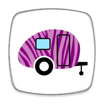 Caravane Caravane Zebra Camping Camper Motif Fan - Magnet carré - blanc - Devant