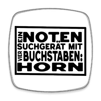 Horn - Notensuchgerät mit vier Buchstaben - Viereckiger Kühlschrankmagnet - Weiß - Vorne