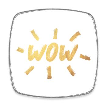 WOW Brush Gold OMG Handwriting Comic Style Cool - Square fridge magnet - white - Front