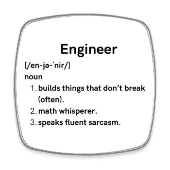 Ingenieur - Viereckiger Kühlschrankmagnet - Weiß - Vorne