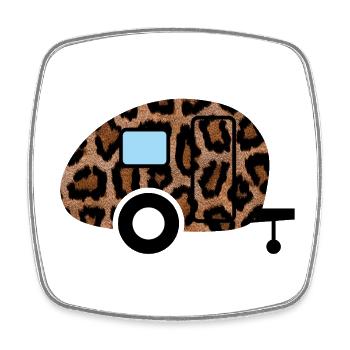 Wohnwagen Leopard Caravan Tierliebe Camping Retro - Viereckiger Kühlschrankmagnet - Weiß - Vorne
