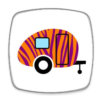 Caravan Wohnwagen Zebra Wildnis Camping Retro Fan - Viereckiger Kühlschrankmagnet - Weiß - Vorne