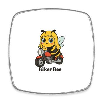 Biker bee with red motorcycle - Square fridge magnet - white - Front