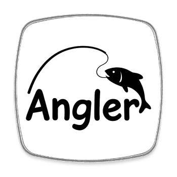 Pêcheur avec canne à pêche - Magnet carré - blanc - Devant