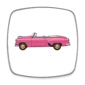Retro Vintage Pink Cabrio Auto - Viereckiger Kühlschrankmagnet - Weiß - Vorne