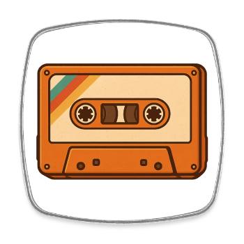 Retro Kassette  - Viereckiger Kühlschrankmagnet - Weiß - Vorne