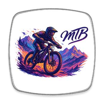 MTB Mountain Biking Mountain Biker Hobby Gift - Square fridge magnet - white - Front