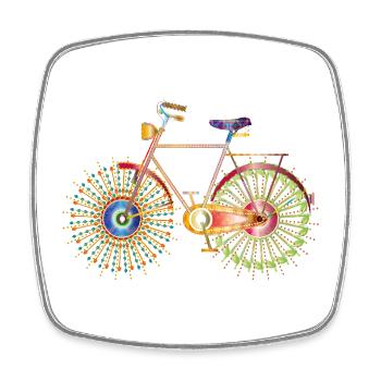 Bunt verziertes Fahrrad –kreativ & außergewöhnlich - Viereckiger Kühlschrankmagnet - Weiß - Vorne