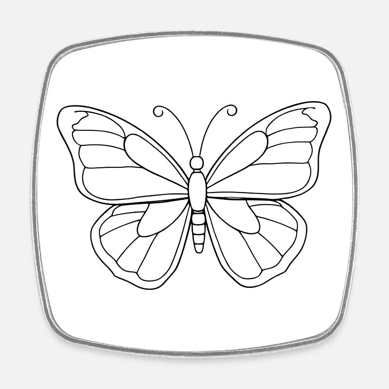 Papillon minimaliste - Magnet carré - blanc