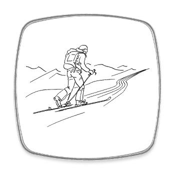 Ski tourers-black-outline - Square fridge magnet - white - Front