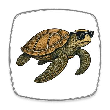 Tortue avec des lunettes de soleil pour une tenue décontractée - Magnet carré - blanc - Devant