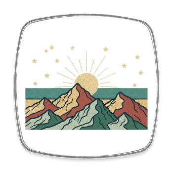 Berglandschaft mit Sonnenstrahlen - Viereckiger Kühlschrankmagnet - Weiß - Vorne