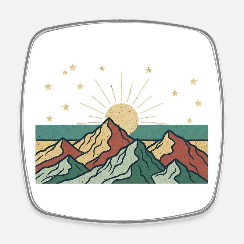 Berglandschaft mit Sonnenstrahlen - Viereckiger Kühlschrankmagnet - Weiß