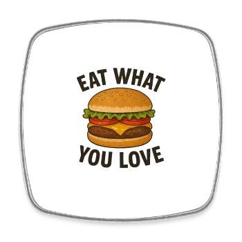 Motif de burger humoristique avec dicton - Magnet carré - blanc - Devant