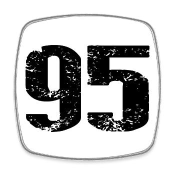 95 Number Leotard - Square fridge magnet - white - Front