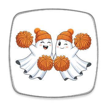 Fantômes mignons avec des pompons - Magnet carré - blanc - Devant