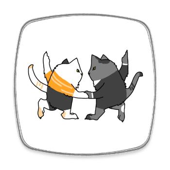 Tanzende Katzen - Viereckiger Kühlschrankmagnet - Weiß - Vorne
