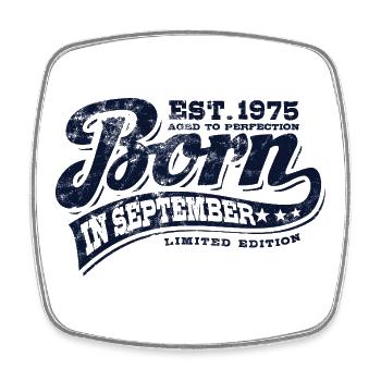 Born in September 1975 - Geburtstag - Geschenk - Viereckiger Kühlschrankmagnet - Weiß - Vorne