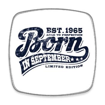 Born in September 1965 - Geburtstag - Geschenk - Viereckiger Kühlschrankmagnet - Weiß - Vorne