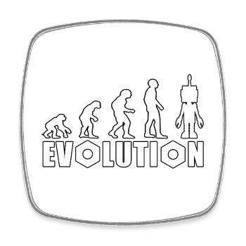 Évolution avec la conception d’une figurine de robot - Magnet carré - blanc - Devant