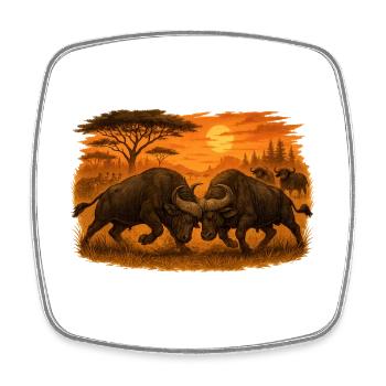 Battle of the Buffaloes – Wild Power. - Square fridge magnet - white - Front