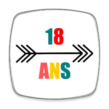 18. 18 YEARS OLD. 18th ANNIVERSARY. 18 BIRTHDAY. - Square fridge magnet - white - Front