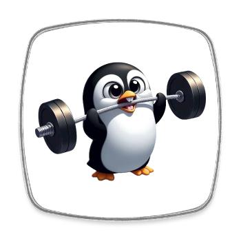 Niedlicher Pinguin Hantelstemmer Fitness Gym - Viereckiger Kühlschrankmagnet - Weiß - Vorne