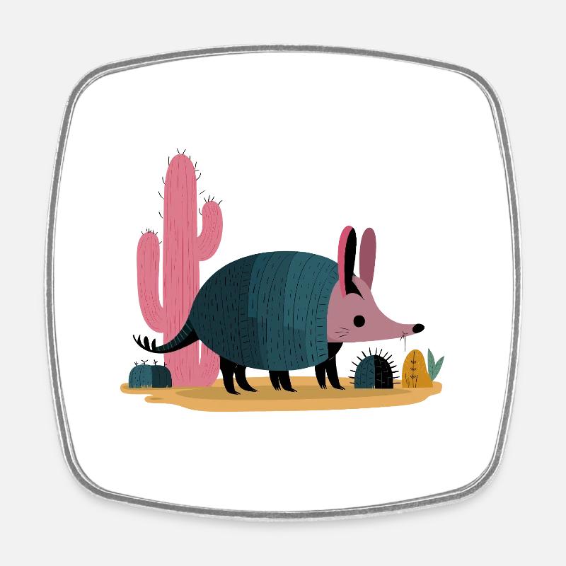 Armadillo – Cactus Vibes - Square fridge magnet - white
