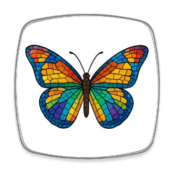Colorful mosaic butterfly - Square fridge magnet - white - Front