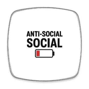 Anti social  - Square fridge magnet - white - Front