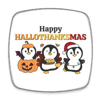 Joyeux Noël, pingouins, pingouins d'Hallothanksmas - Magnet carré - blanc - Devant