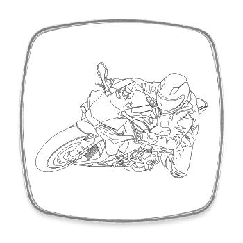 Biker - Viereckiger Kühlschrankmagnet - Weiß - Vorne
