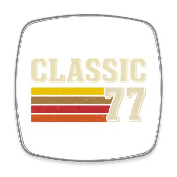Retro Classic 77 – Born 1977 Vintage Birthday - Square fridge magnet - white - Front