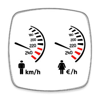 Tachometer km/h und Kostenmesser - Viereckiger Kühlschrankmagnet - Weiß - Vorne