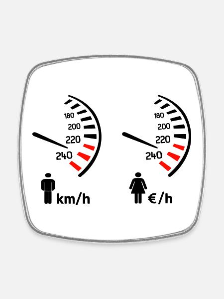 compteur de vitesse km/h et compteur de dépense - Magnet carré - blanc
