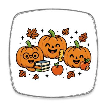 Lustige Kürbisse mit Büchern Herbst Halloween - Viereckiger Kühlschrankmagnet - Weiß - Vorne