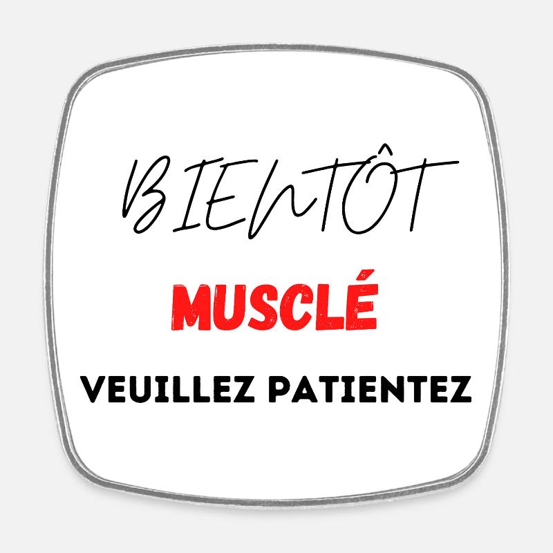 Muscular Design with Red Geometric Pattern - Square fridge magnet - white
