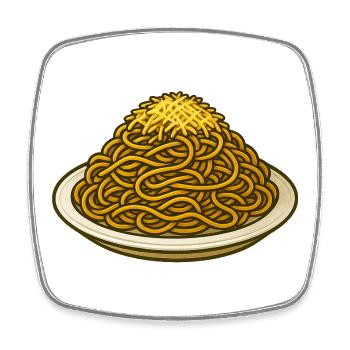 Spaghetti mit Käse Illustration - Viereckiger Kühlschrankmagnet - Weiß - Vorne