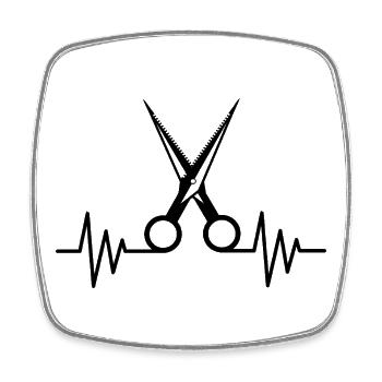 Schere Heartbeat Friseur Hair Stylist Geschenk  - Viereckiger Kühlschrankmagnet - Weiß - Vorne