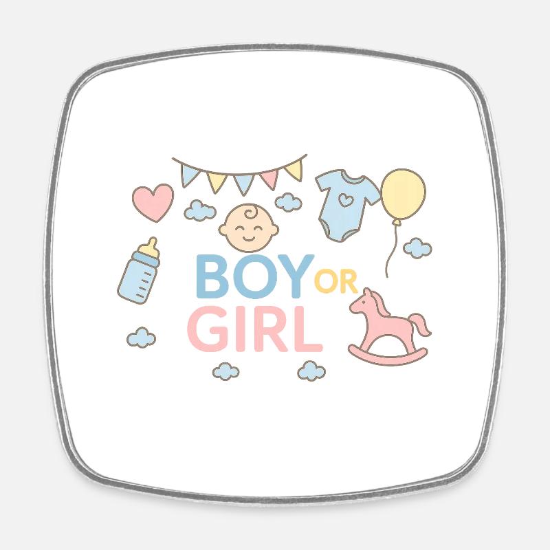 Boy or Girl - Babyshower - Square fridge magnet - white