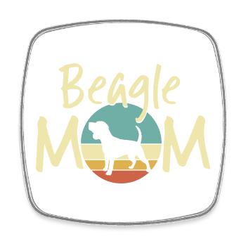Beagle Mom Retro Sunset Design - Dog Lover Gift - Square fridge magnet - white - Front